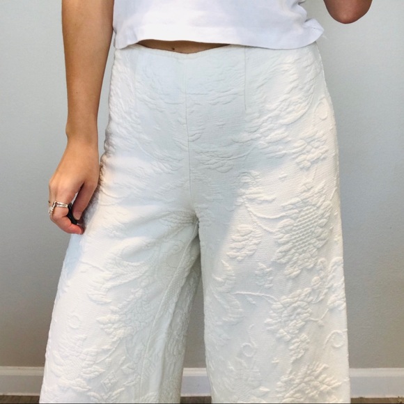 Vintage white wide leg high waisted tapestry pants - Picture 6 of 8